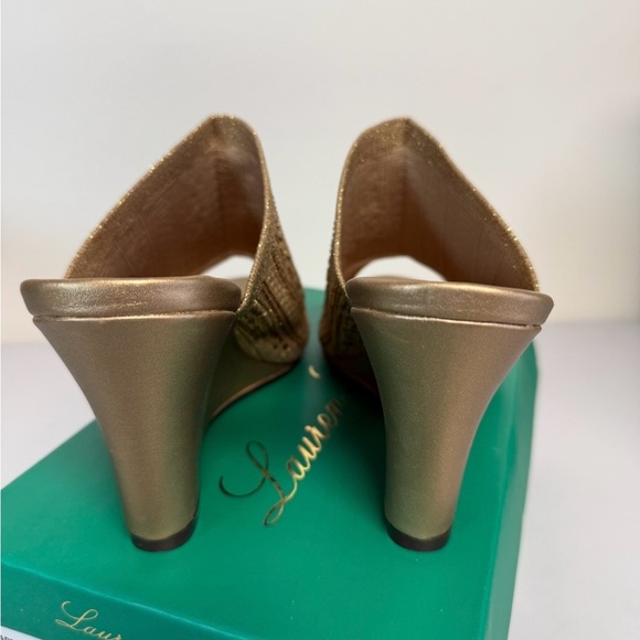 Lauren Lorraine MARTHA Rhinestone Stretch Wedge womens Gold Size 8 NEW - Picture 3 of 6